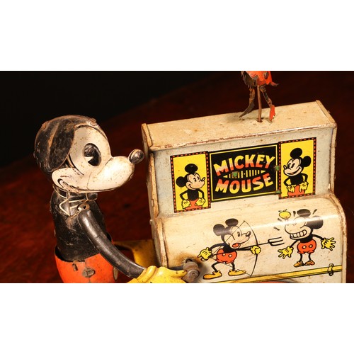 222 - Walt Disney and Mickey Mouse Interest - a 1930's German novelty Mickey Mouse tinplate and fixed key ... 