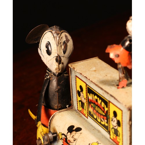 222 - Walt Disney and Mickey Mouse Interest - a 1930's German novelty Mickey Mouse tinplate and fixed key ... 