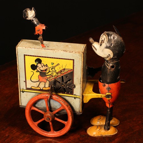 222 - Walt Disney and Mickey Mouse Interest - a 1930's German novelty Mickey Mouse tinplate and fixed key ... 