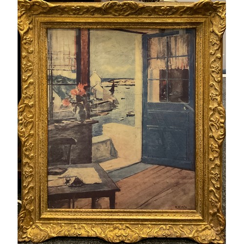 41 - Raymond Wintz, by and after, View through the blue door, lithograph, 57cm x 46cm.
