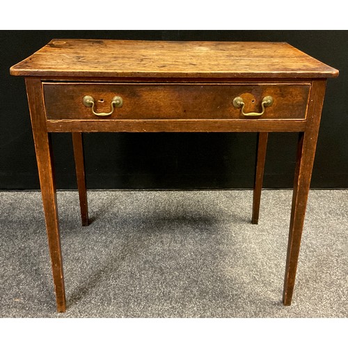 67 - A George III oak side table, single drawer to frieze, 73cm high x 78.5cm wide x 46.5cm deep