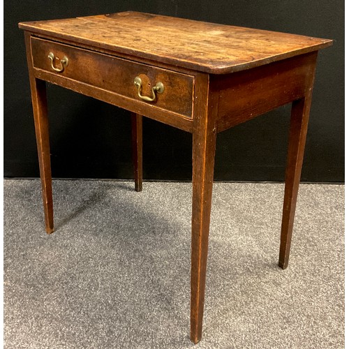 67 - A George III oak side table, single drawer to frieze, 73cm high x 78.5cm wide x 46.5cm deep