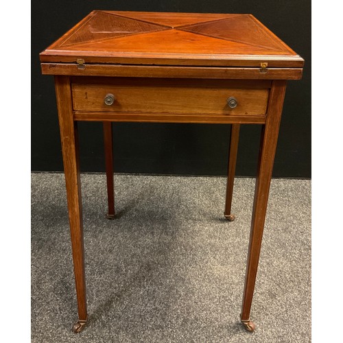 78 - An Edwardian Sheraton Revival mahogany envelope card table, c.1905