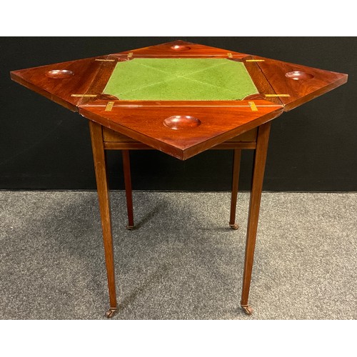 78 - An Edwardian Sheraton Revival mahogany envelope card table, c.1905