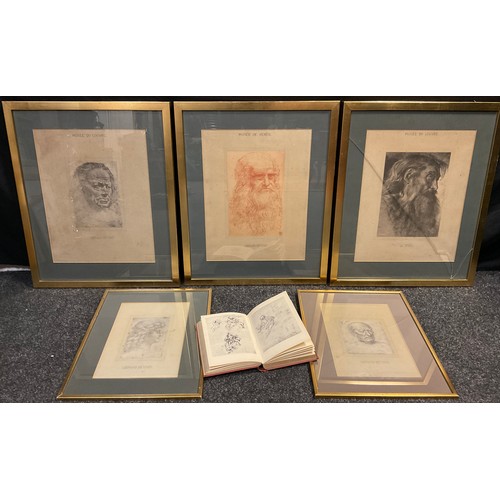 97 - A set of three reproduction museum lithographs - ‘Musee du Louvre’, Leonardo de Vinci, Titian, and a... 