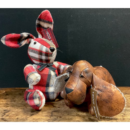 98 - A stuffed Doorstop, as a Rabbit, 38cm high, another Dog, 50cm long (2)