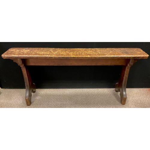 137 - A 19th century rustic pine ‘Chapel’ bench, 62cm high x 149cm x 32cm.