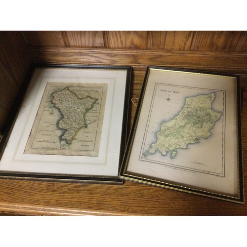 106 - A group of Antique maps and engravings, Derbyshire, Isle of Man, Buxton, Matlock, etc, a miniature e... 