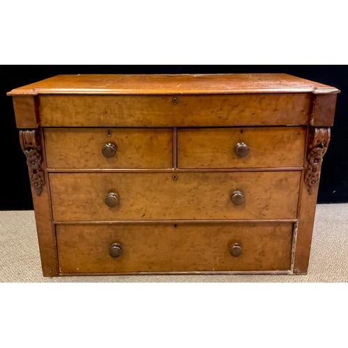 284 - A Victorian mahogany chest of drawers (previously the top section of a chest on chest), break-centre... 