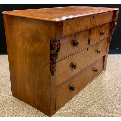 284 - A Victorian mahogany chest of drawers (previously the top section of a chest on chest), break-centre... 