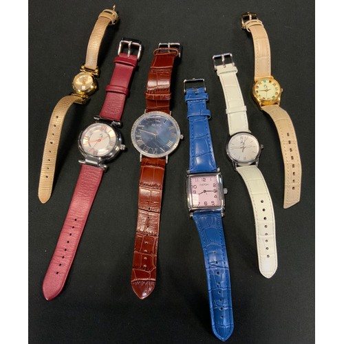 509 - A birth stone multi gem wristwatch, cream dial, gemstone baton markers stones include Garnet, Sapphi... 