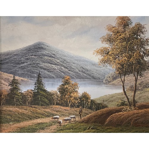 35 - P. Wilson (20th century)
Fishing in the Valley River 
signed, oils on canvas, 39.5cm x 29cm; three o... 