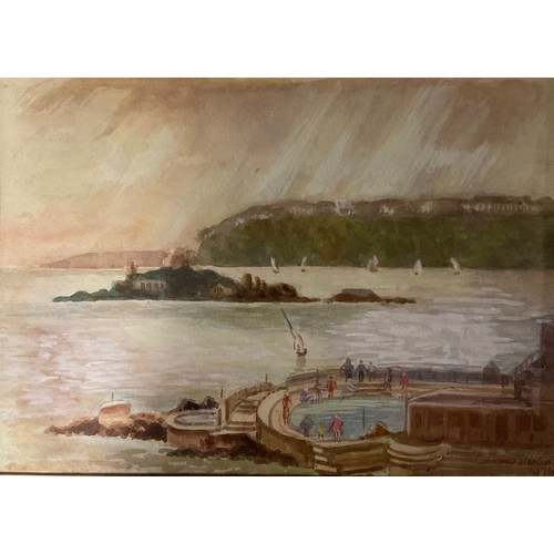 40 - Constance A Stanton  
Drake’s Island and Plymouth Sound From the Hoe
signed and dated 1974, watercol... 