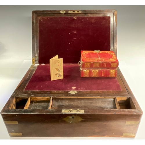 68 - A George IV brass bound rosewood rectangular campaign writing box, fitted interior, flush military h... 