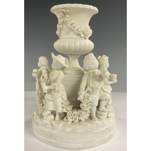 600 - A Rudolstadt Volkstedt bisque centrepiece, 21cm high, faults, c.1895