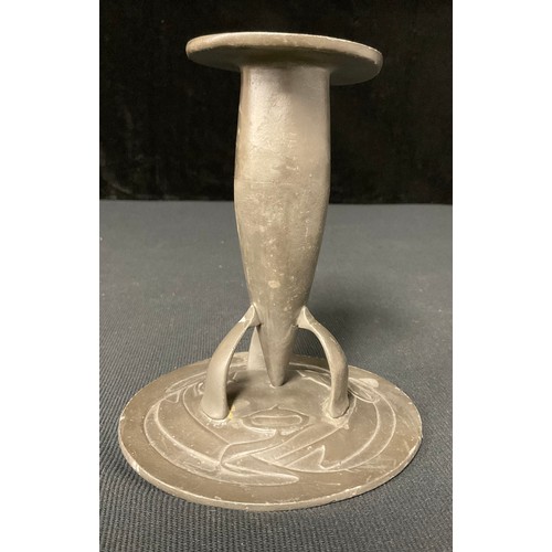 604 - An Archibald Knox Tudric Art Nouveau candlestick