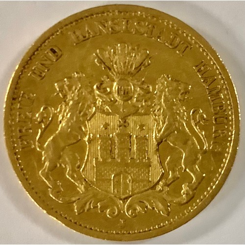 621 - A Hamburg 20 mark gold piece, 1878