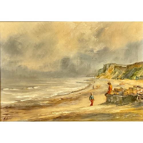 669 - Maureen J Horton  
Sun, Wind and Sand at Runtor  
signed, oil on canvas, 23.5cm x 33cm