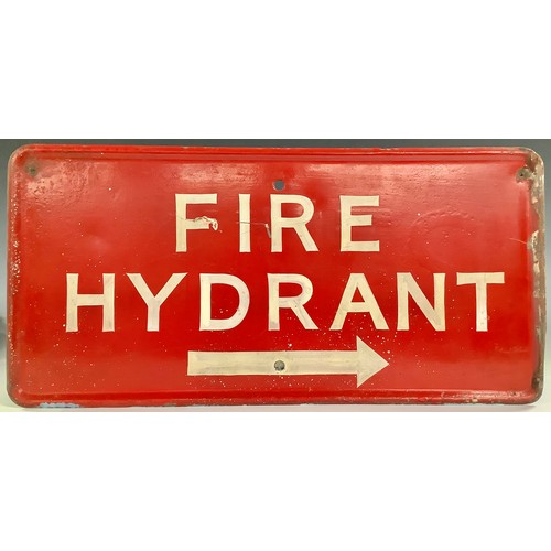 678 - A Fire Hydrant painted metal sign, from the Ordenance Depot, Sinfin, double sided, 29cm x 59cm