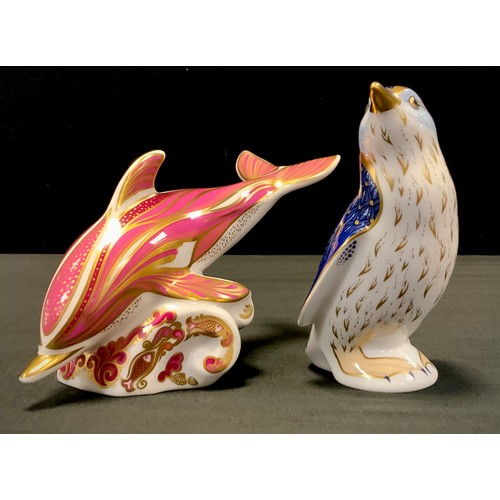 2 - Royal Crown Derby paperweights - Pink Dolphin, from a limited edition of 750, gold stopper;  Fairy P... 