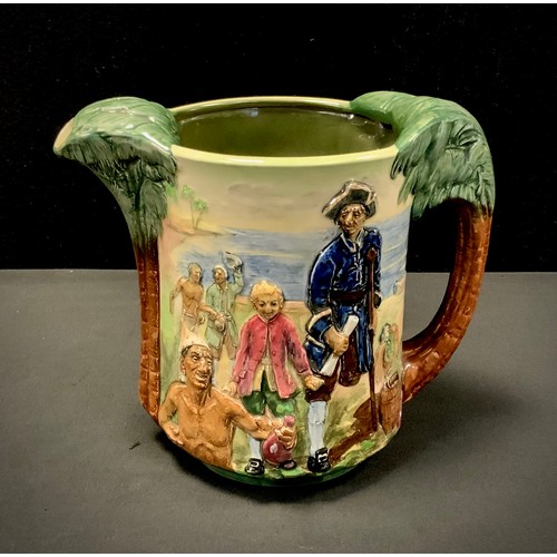 23 - A limited edition jug with a single handle and an enclosed spouted neck. decorated with a scene from... 