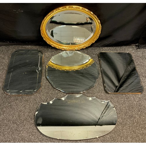 46 - Mid century and later wall mirrors, shaped bevelled glass, two tall dressing mirrors, (8).