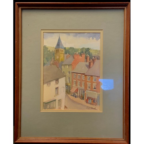 92 - Brian Monk, Wirksworth Street corner, signed, watercolour, 24cm x 18cm