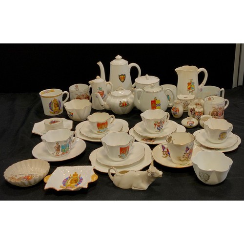 127 - Shelley crested ware including souvenirs of; Sheffield, Matlock Bath, Borough of Derby, Bradford, Sc... 