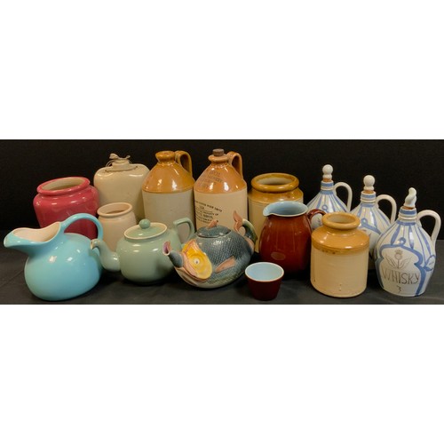 141 - Ceramics - Stoneware including White Bros Havelock Road Derby flagon, c.1934, others; studio pottery... 