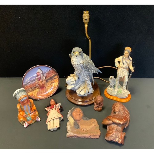 189 - Figurines - A Royal Doulton figure, 'The Chief' HN2892, Falcon lamp, signed E.Farinz, Native America... 