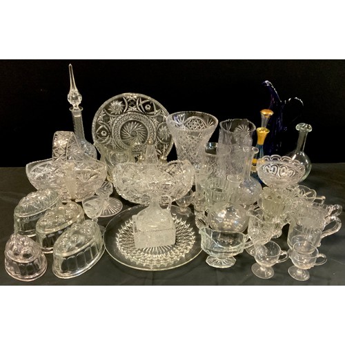 211 - Glass ware - Stuart crystal candle hurricane lamp, cut glass vase, 21cm, others; Victorian jelly mou... 