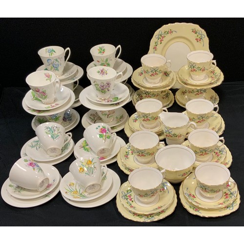 213 - A Royal Albert 'Flowers of the month' tea set for twelve; another set Colclough