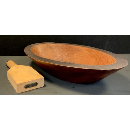 248 - Kitchenalia - a 19th century oval dough trough, slightly slopped sides'  A 1920s/30s G Rushbrooke (S... 