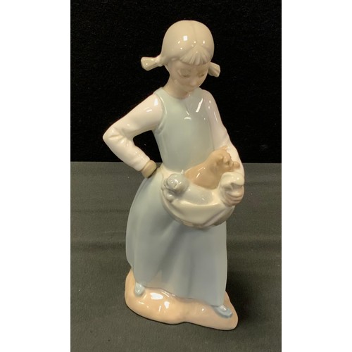 250A - Ceramics and Glass - A Nao figure of girl and kittens,24cm high, Caithness paper weight, Coalport co... 