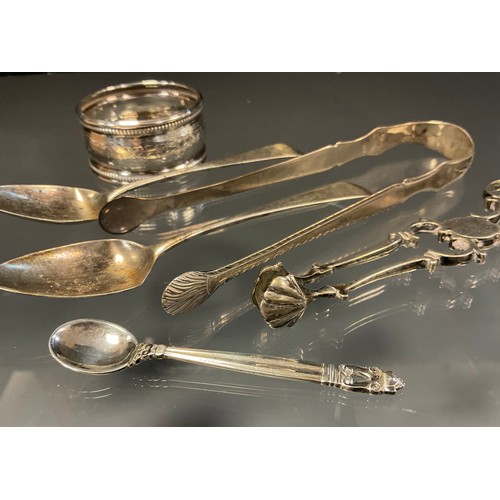 399 - Silver  - a Johan Rohde design for Georg Jensen Acorn pattern salt spoon,  import marks, London 1928... 