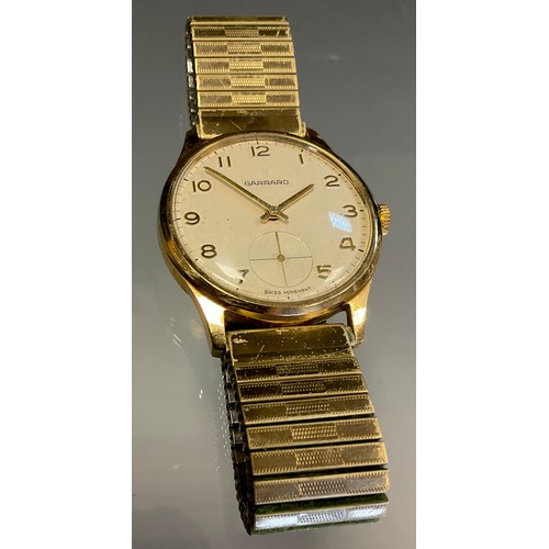 430 - A Garrards 9ct gold cased wristwatch, silvered dial, Arabic numerals, subsidiary seconds, manual win... 