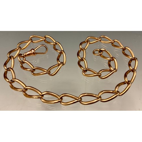 452 - A 9ct gold curb link albert chain, 39cm long, 29g.