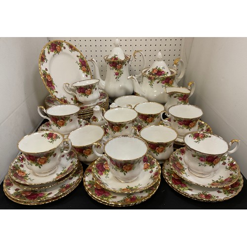 237 - A Royal Albert 'Old Country Roses pattern' tea service for ten including, tea pot, coffee pot, ten t... 