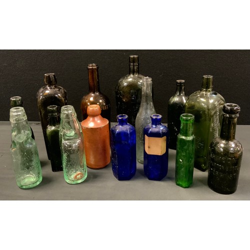 275 - Advertising bottles - cod bottle, wine etc inc Rednutt, Blankenheym & Nolet, Steward & Patteson Ging... 