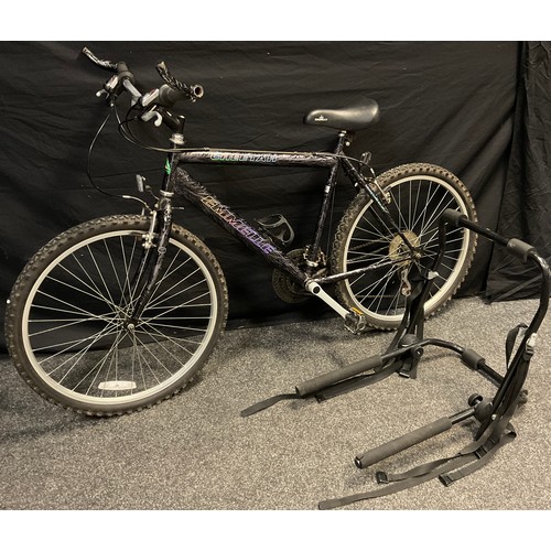 299A - An Emmelle Cheetah mountain bike, 18 gears, black frame, 58cm (23 inch) wheels, with car mounting bi... 