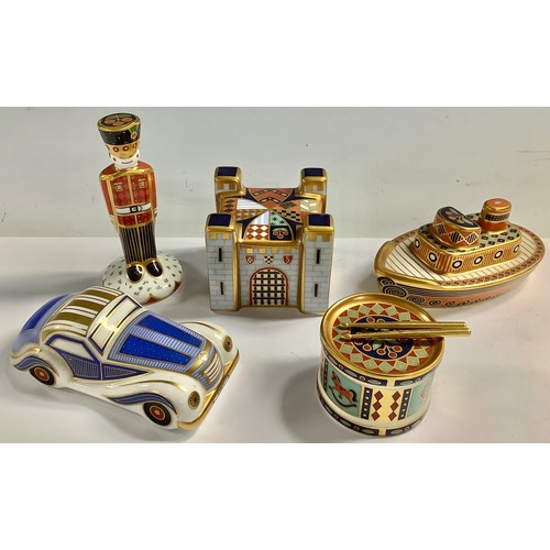 3 - A Royal Crown Derby Treasures of Childhood model, Tugboat, first quality, boxed; others similar, For... 