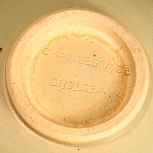 38 - Charles Vyse (1882 - 1971) - a Chelsea pottery stoneware circular bowl, incised with lotus and glaze... 