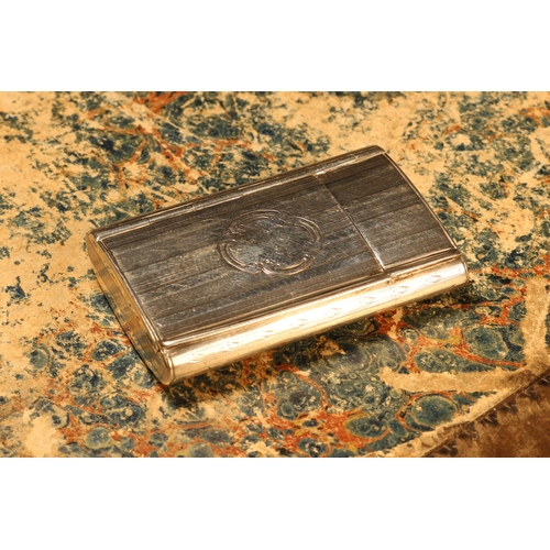 66 - A Victorian silver rounded rectangular combination snuff box and cheroot cutter, hinged covers, engi... 