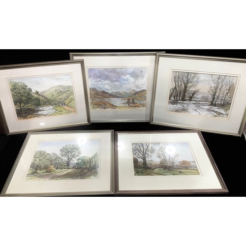 123 - Philip Burrows Smith, Field Path Beyond Shirley, signed, watercolour, 24cm x 34cm; others, Winter Ab... 