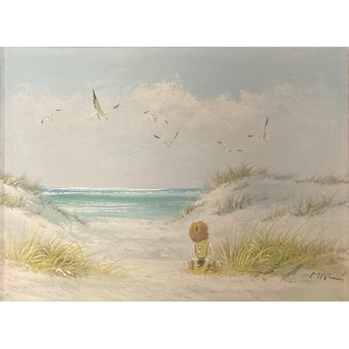 124 - Marin (English School)
Alone in the Dunes
signed, oil on canvas, 39.5cm x 29cm; 
another, AJKP (Engl... 