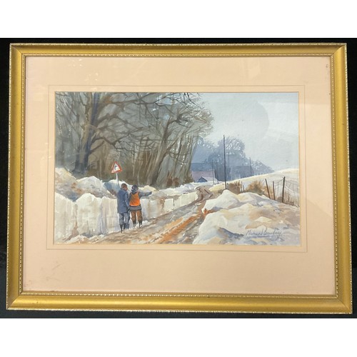 125 - Michael Crawley (1938-present)
Winter, near Quarndon, Derby  
signed, watercolour, 37.5cm x 23cm

Mi... 