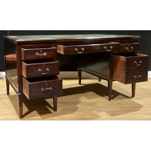 112 - A large mahogany desk, 78cm high, 152cm wide, 91cm deep