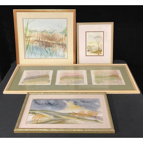 734 - Pictures and Prints - Andrew Findlay, Wooded River Scene, signed, watercolour; Alcuda Marsh signed m... 