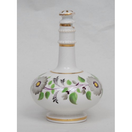 742 - A Sampson Hancock Derby ovoid scent bottle, painted in the Imari palette, 9cm high, red mark; anothe... 