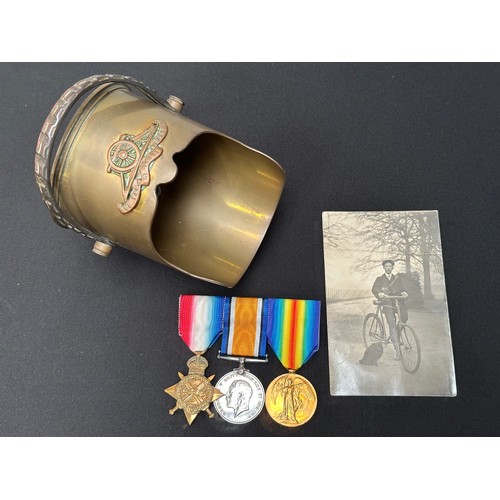 2002 - WW1 British 1914-15 Star, British War Medal and Victory Medal to 85557 Gnr. A Parrot, Royal Field Ar... 